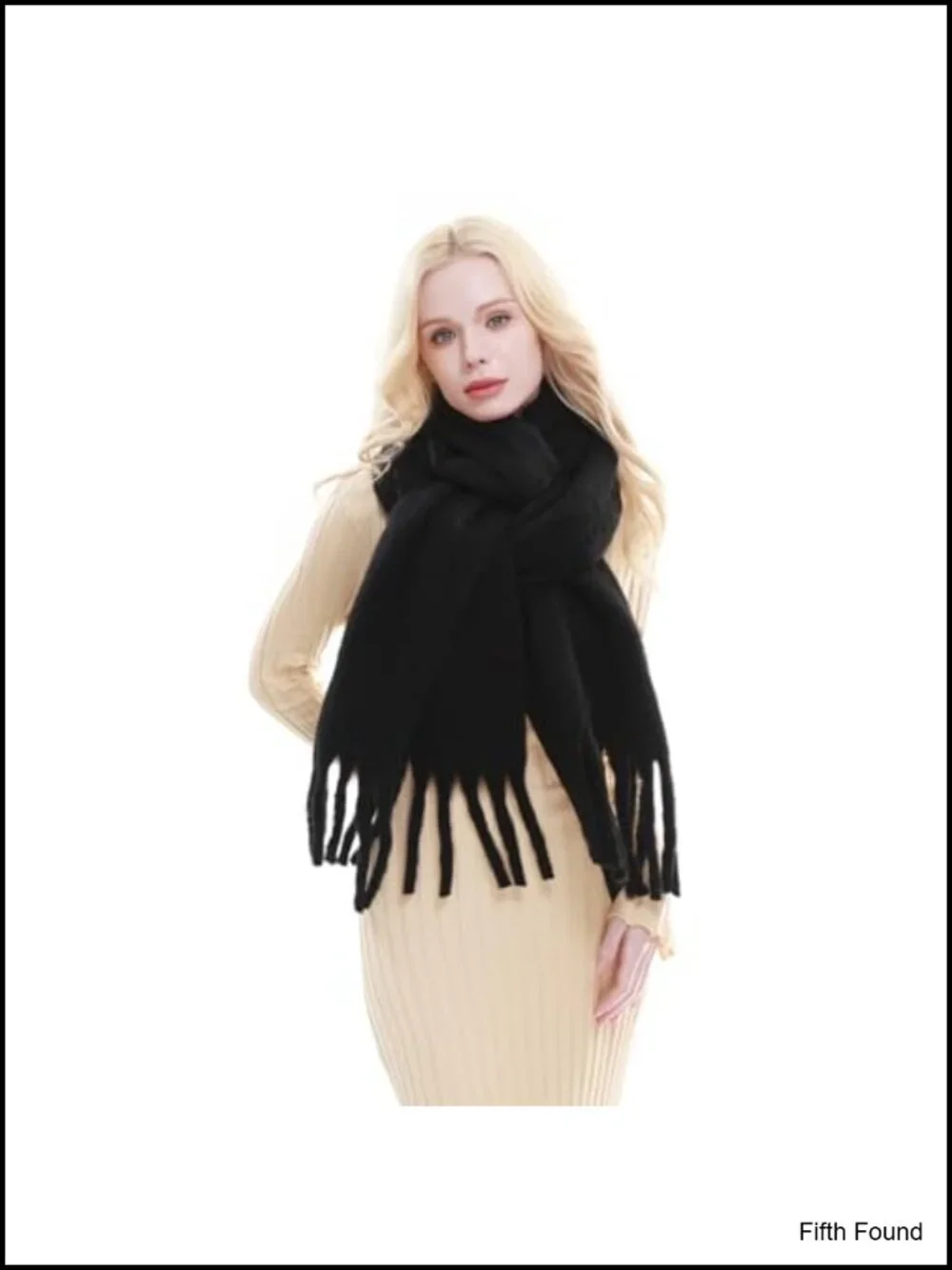 Chunky Oversized Blanket Scarf Tassel Winter Wrap Thick Polyester